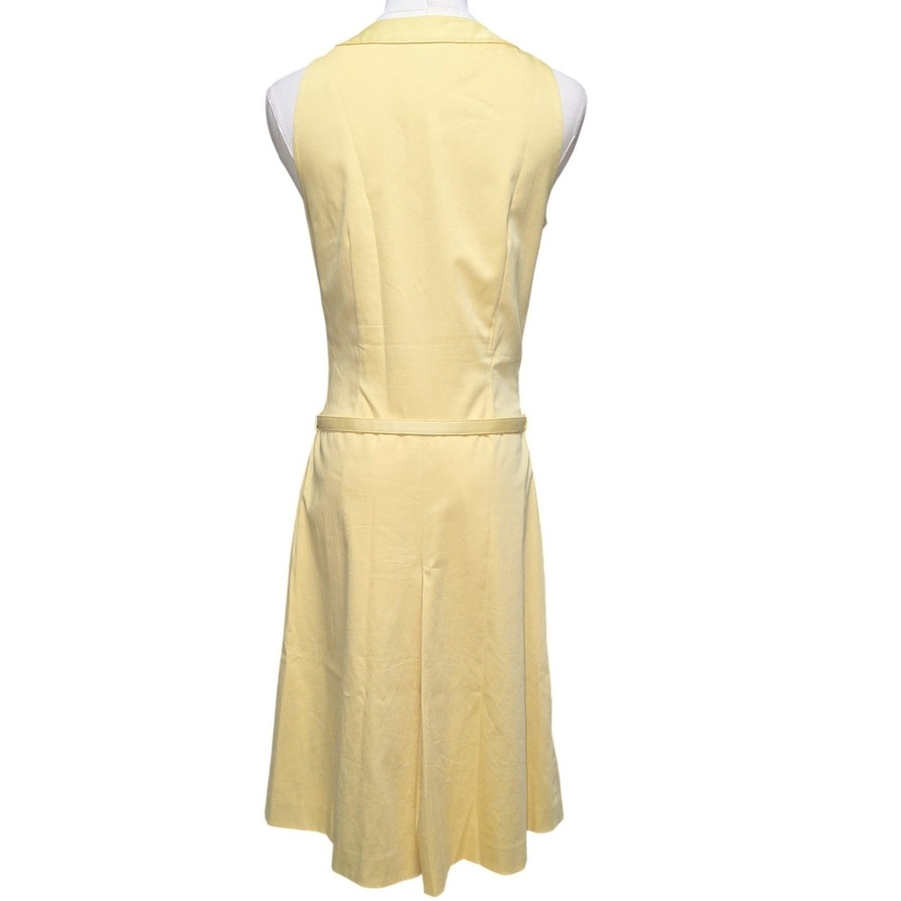 TED BAKER NWOT pale Yellow Sleeveless Knee Length Dress with Belt spring Size 2 - Picture 9 of 9